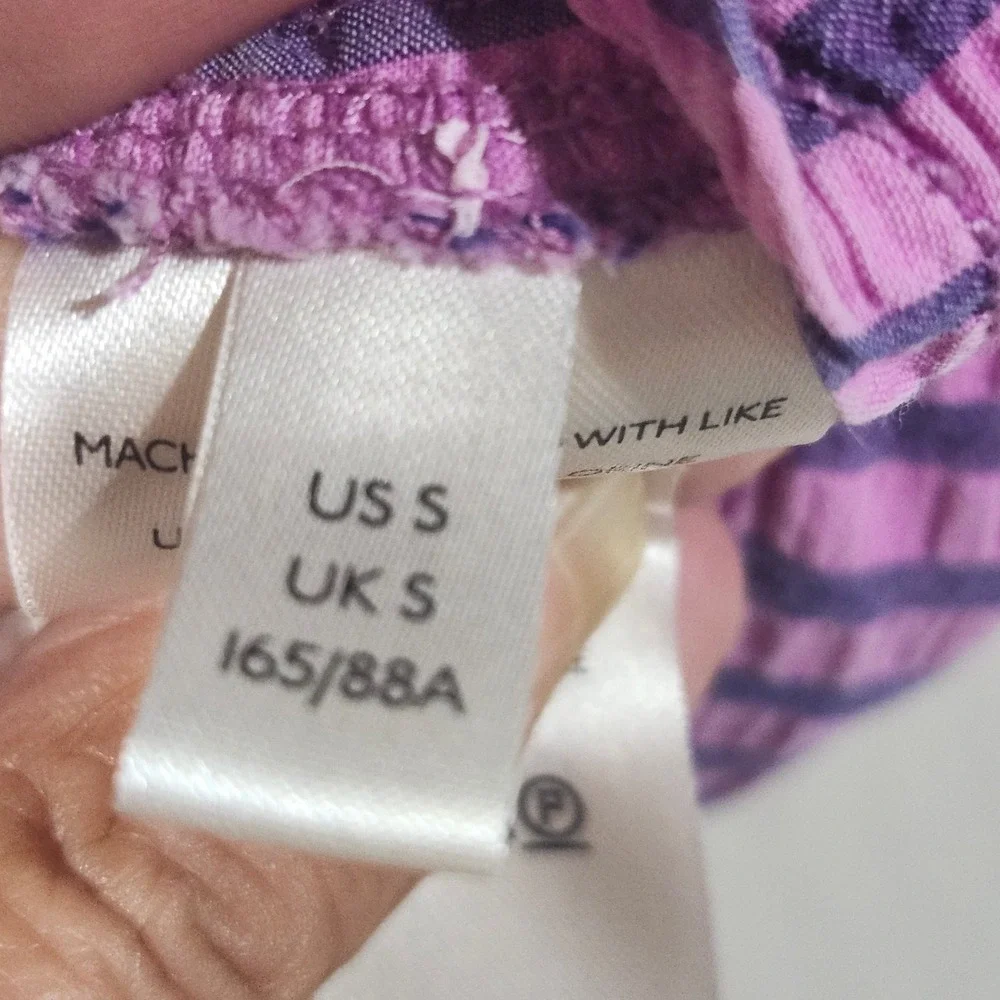 We The Free Free People Purple Striped Ruffle Button Down Boho Top Women Small